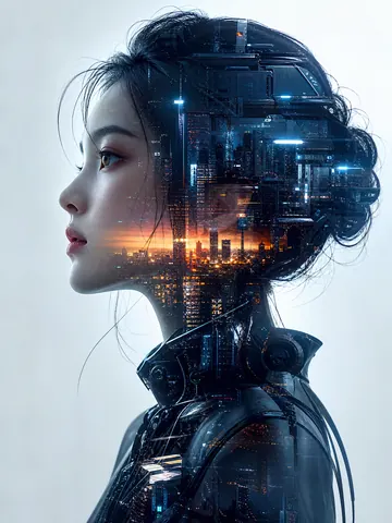 科幻双重曝光头像